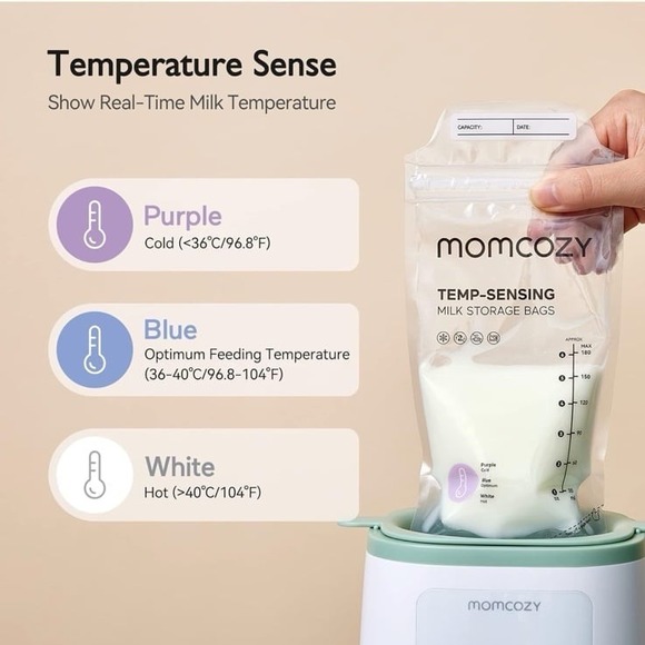 New Momcozy Breastmilk Storing Bags, Temp-Sensing Discoloration Milk Storing Bag - Picture 1 of 12